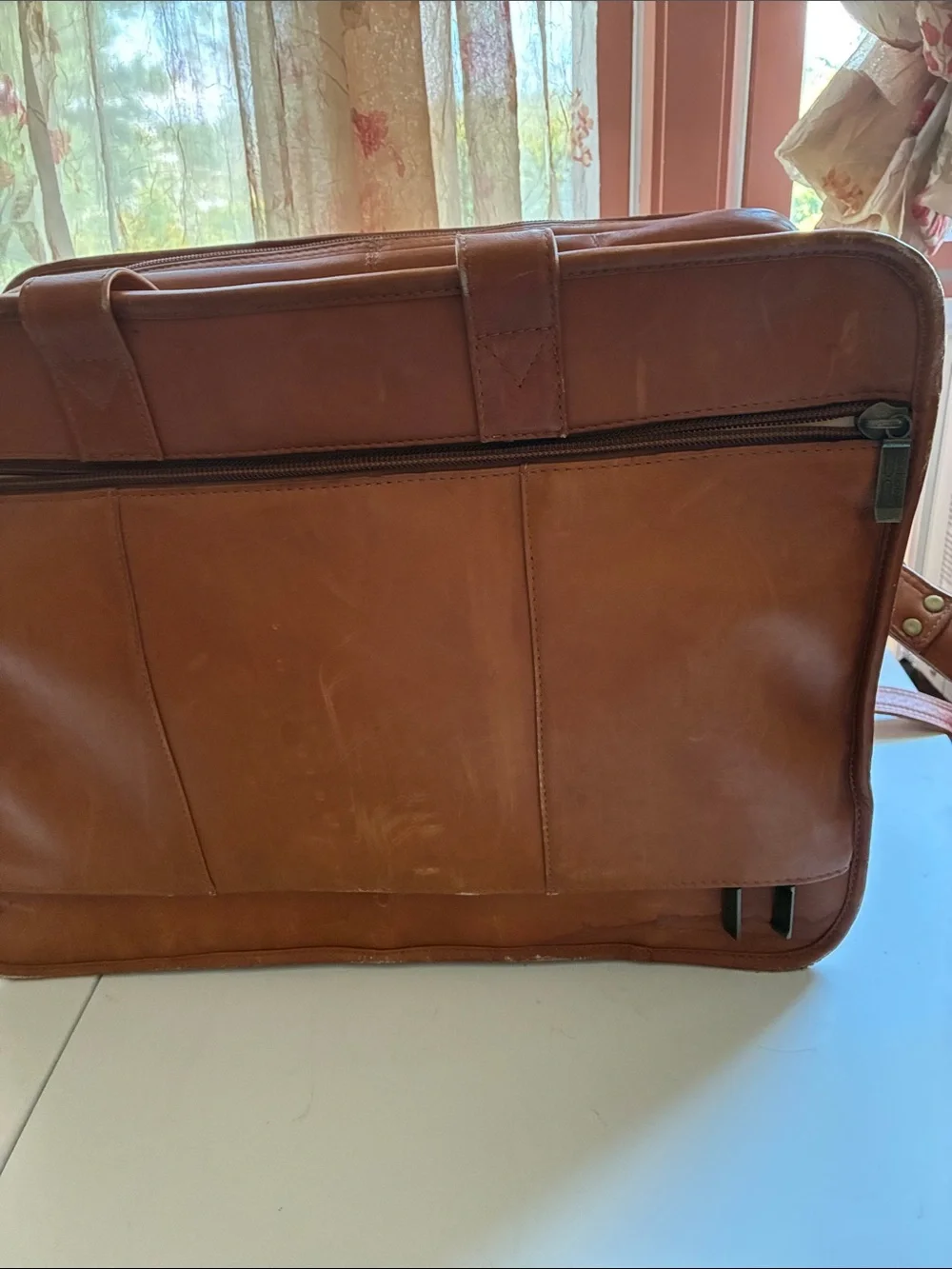 Men's Leather Laptop Briefcase in Brown with Shoulder Strap